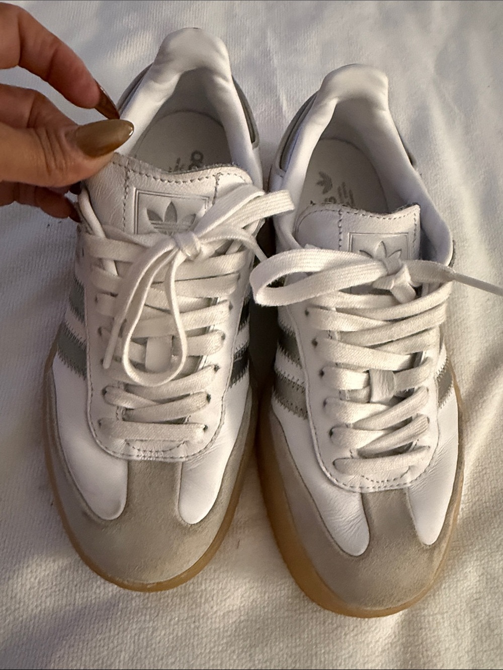 adidas Women’s White & Gray/Beige Classic Leather Sneakers